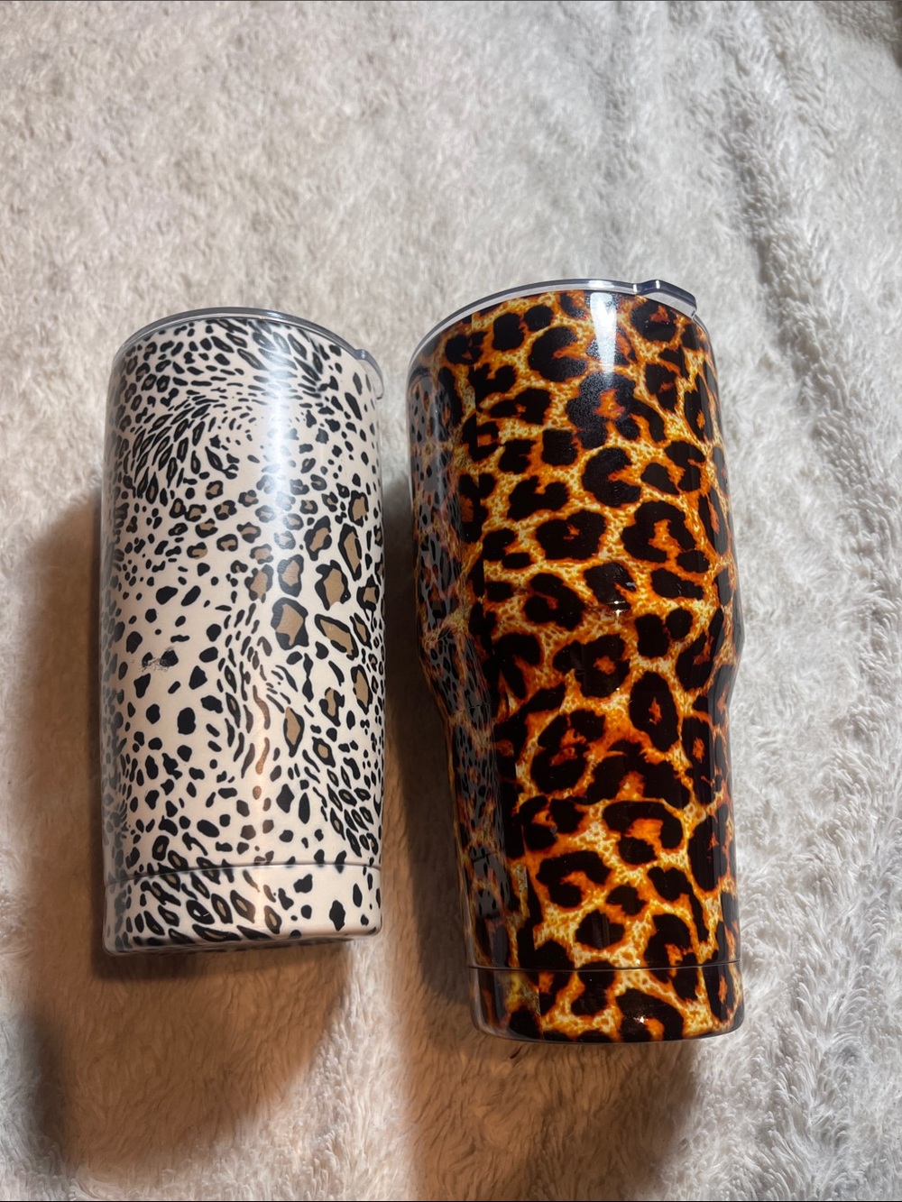 Leopard Print Insulated Tumblers - Brown and White